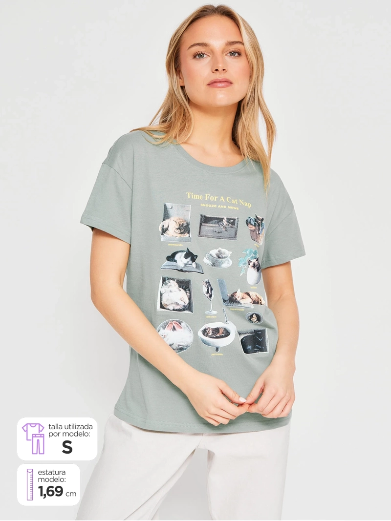 POLERA MUJER INDEX ALGODÓN MANGA CORTA