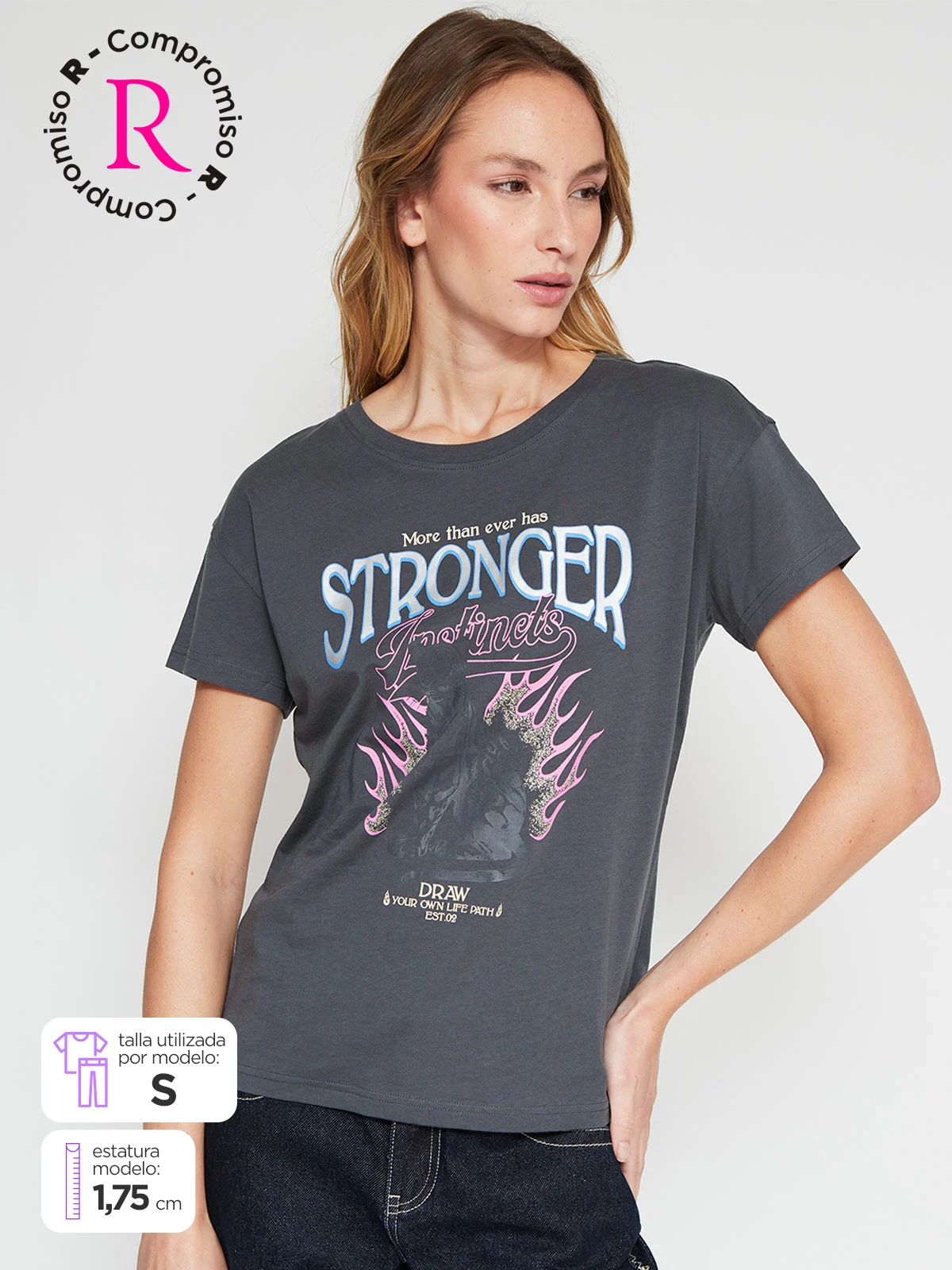 POLERA MUJER INDEX ALGODÓN MANGA CORTA