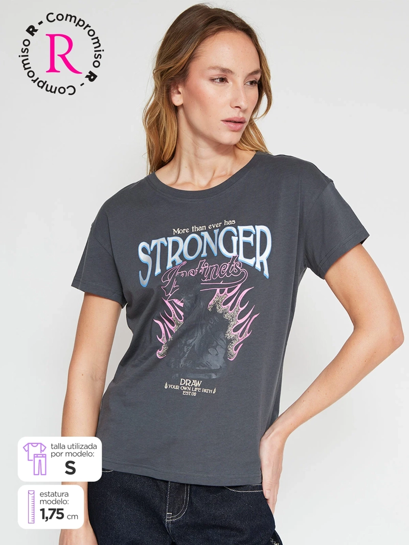 POLERA MUJER INDEX ALGODÓN MANGA CORTA