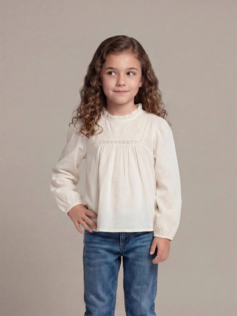 BLUSA MANGA LARGA NIÑA HARVEST VUELOS CON BORDADO - 1