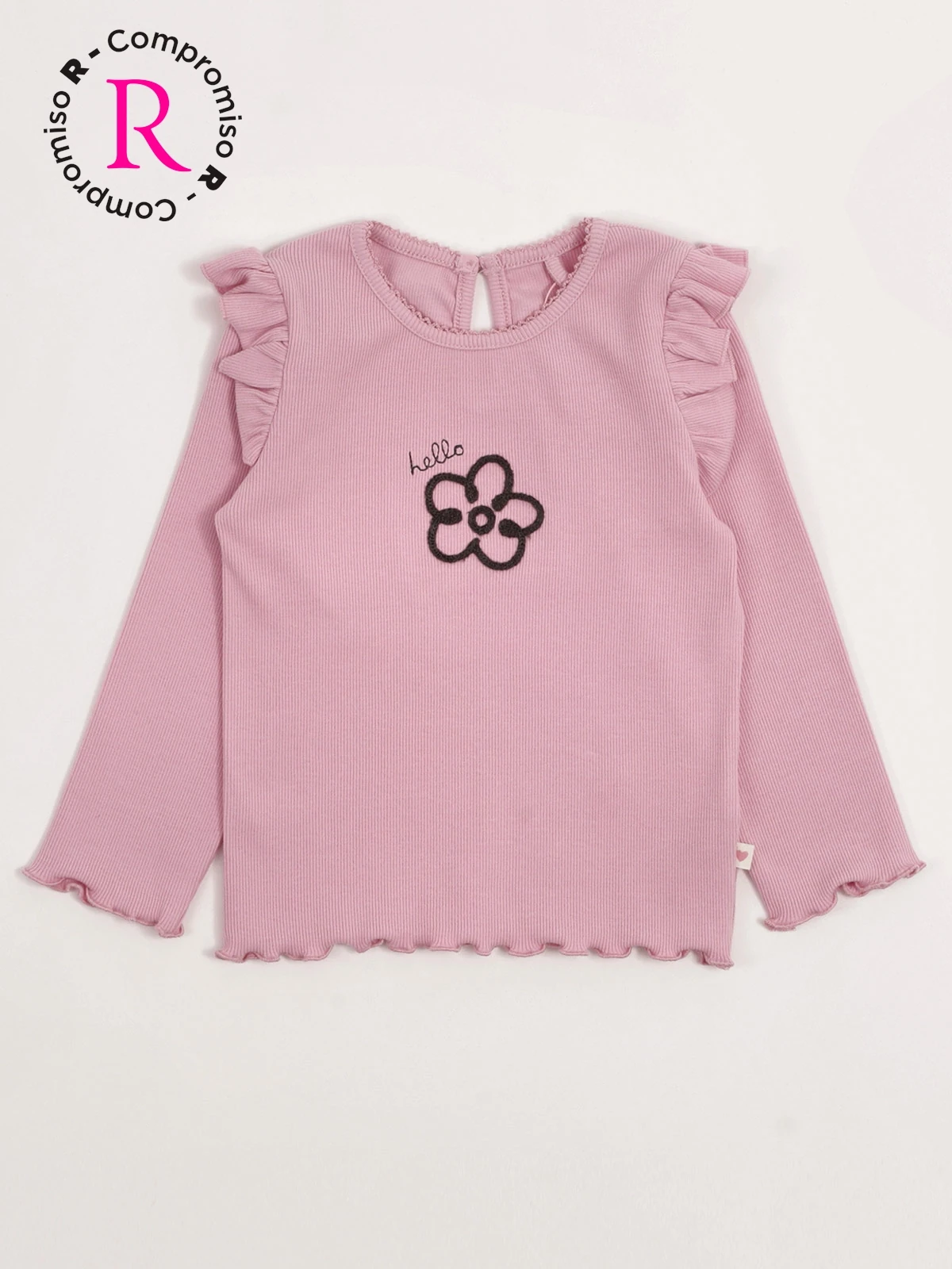 POLERA NIÑA BABY HARVEST ALGODÓN MANGA LARGA RIB LISA VUELOS - 3