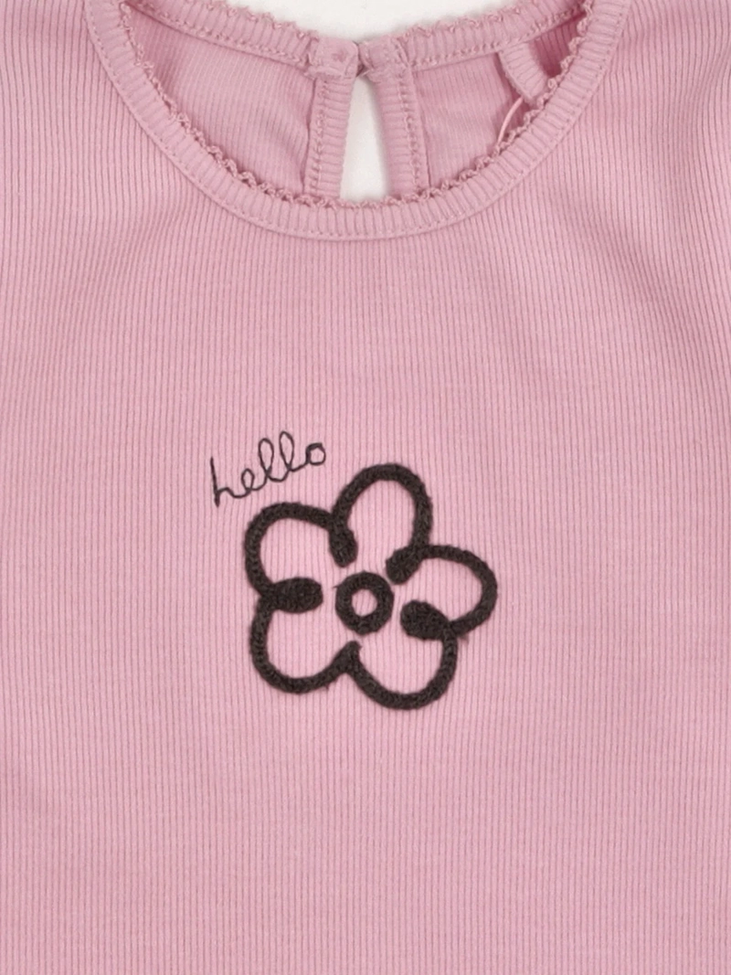 POLERA NIÑA BABY HARVEST ALGODÓN MANGA LARGA RIB LISA VUELOS - 6