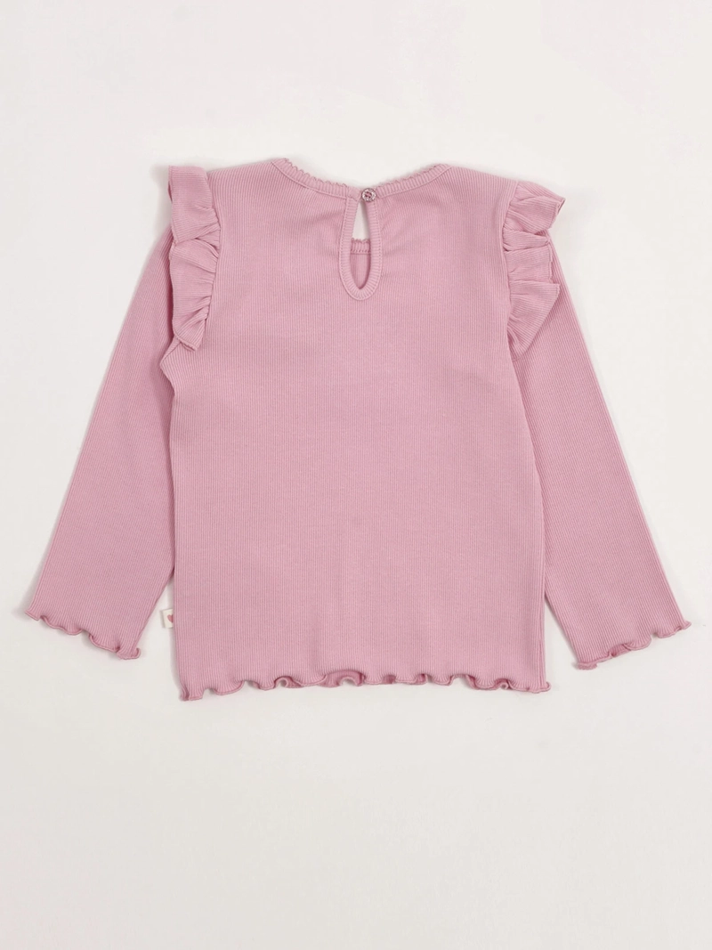 POLERA NIÑA BABY HARVEST ALGODÓN MANGA LARGA RIB LISA VUELOS - 4