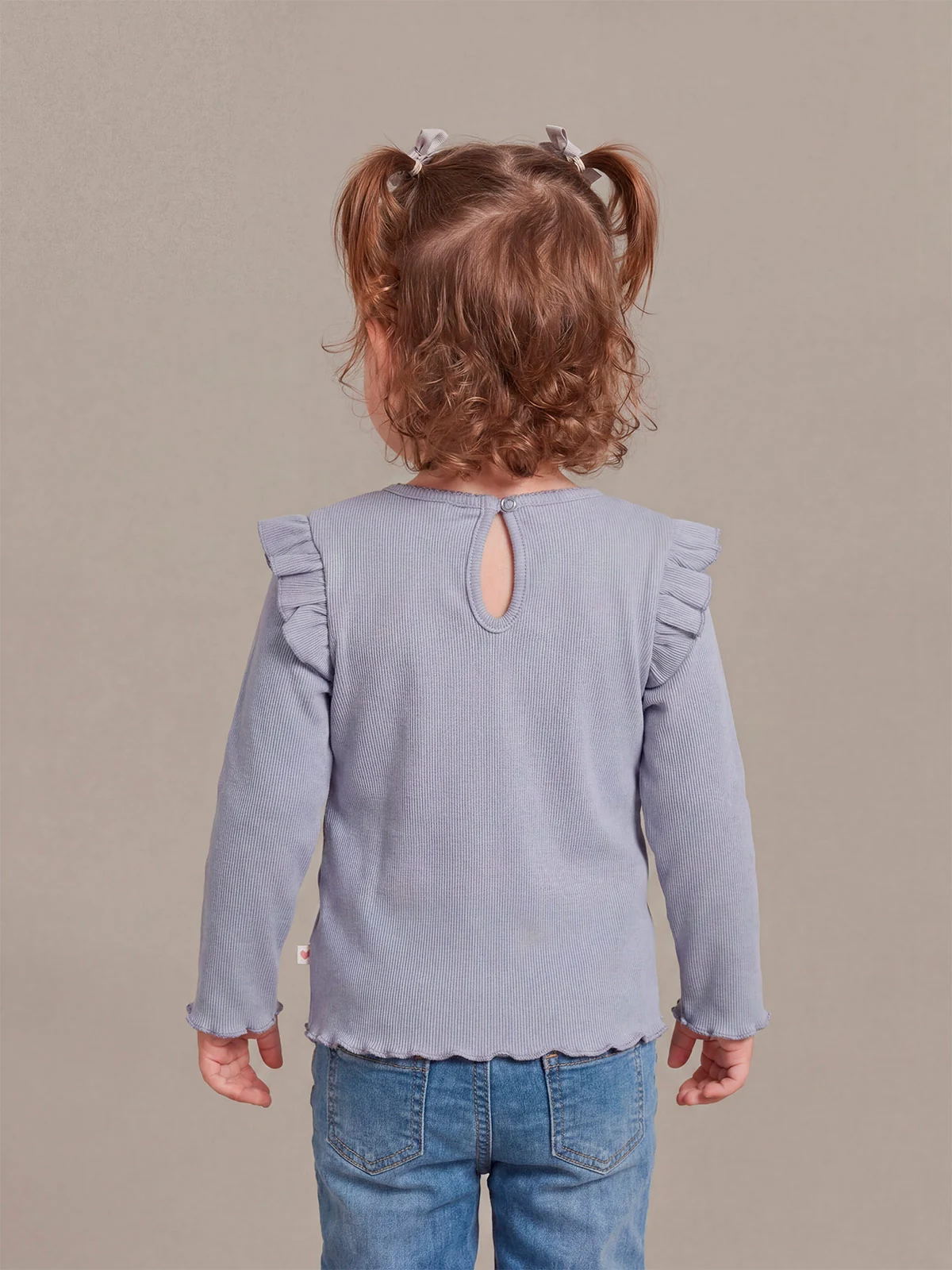 POLERA NIÑA BABY HARVEST ALGODÓN MANGA LARGA RIB LISA VUELOS - 2