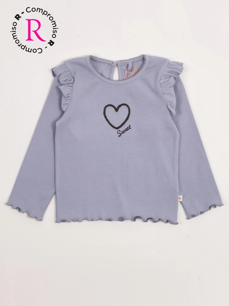 POLERA NIÑA BABY HARVEST ALGODÓN MANGA LARGA RIB LISA VUELOS - 3