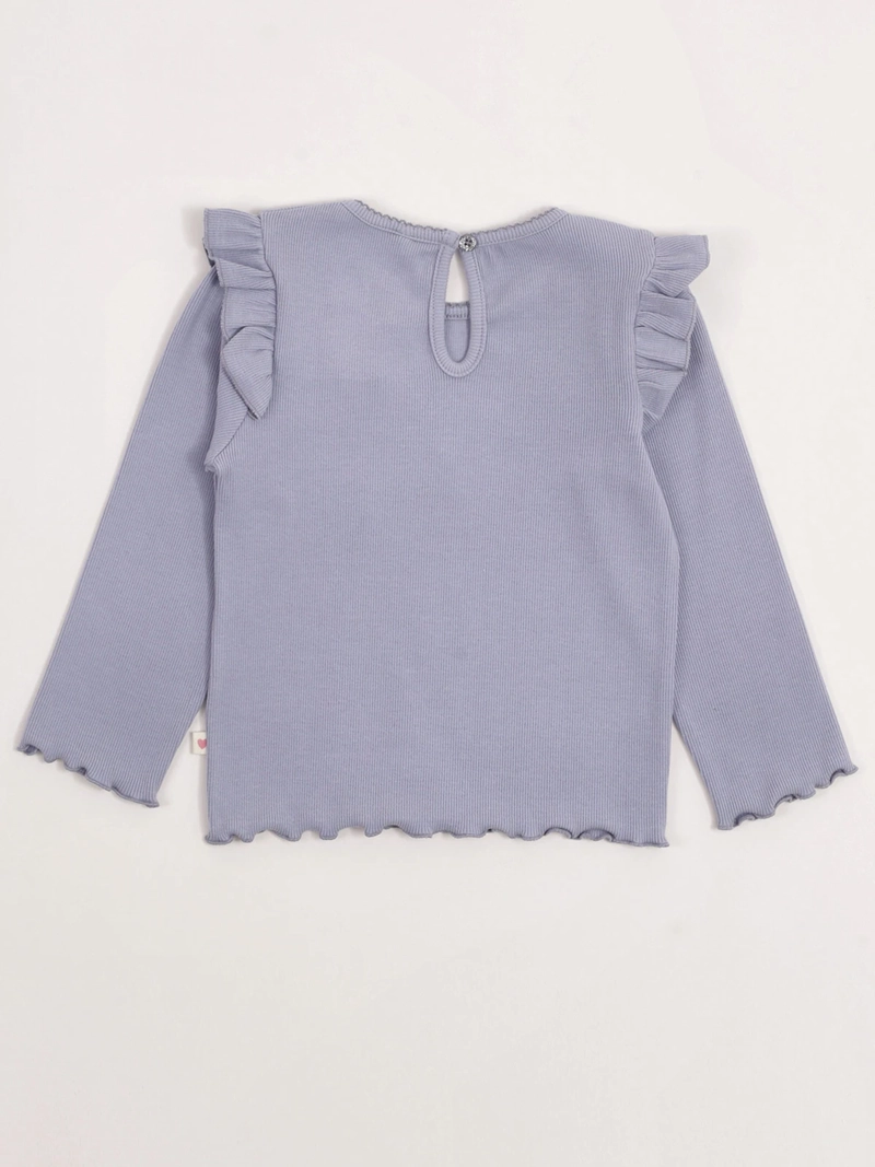 POLERA NIÑA BABY HARVEST ALGODÓN MANGA LARGA RIB LISA VUELOS - 4