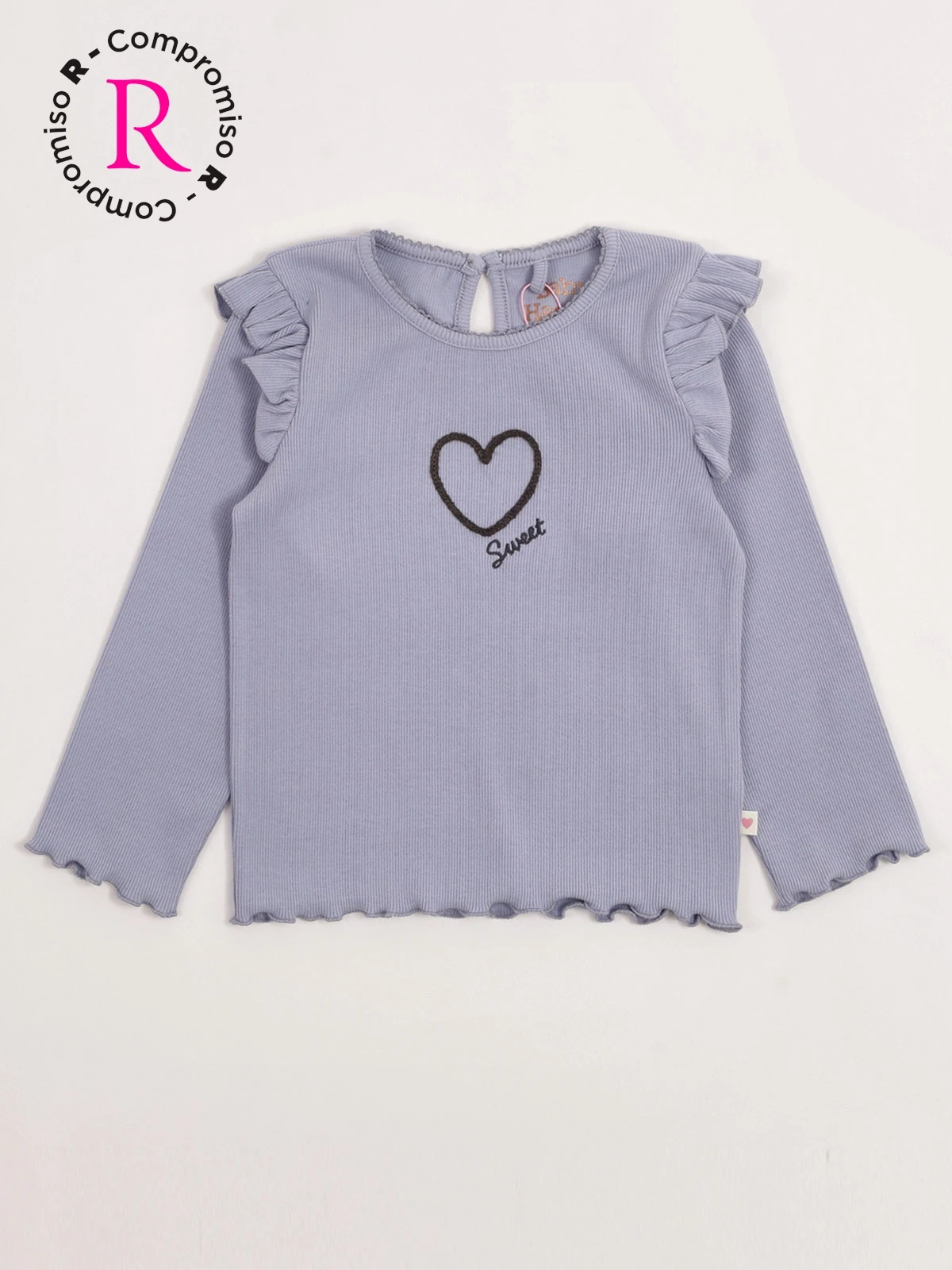 POLERA NIÑA BABY HARVEST ALGODÓN MANGA LARGA RIB LISA VUELOS - 3