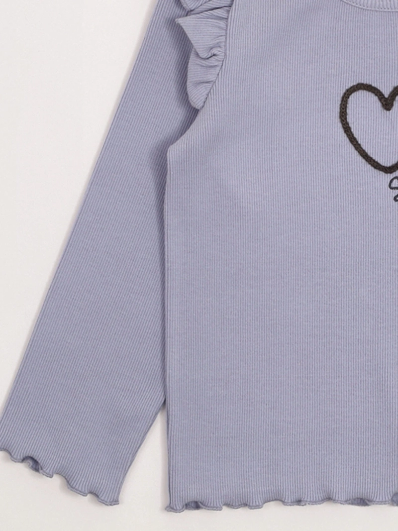 POLERA NIÑA BABY HARVEST ALGODÓN MANGA LARGA RIB LISA VUELOS - 5