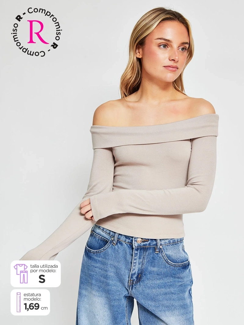 POLERA MUJER INDEX MANGA LARGA BARDOT - 1