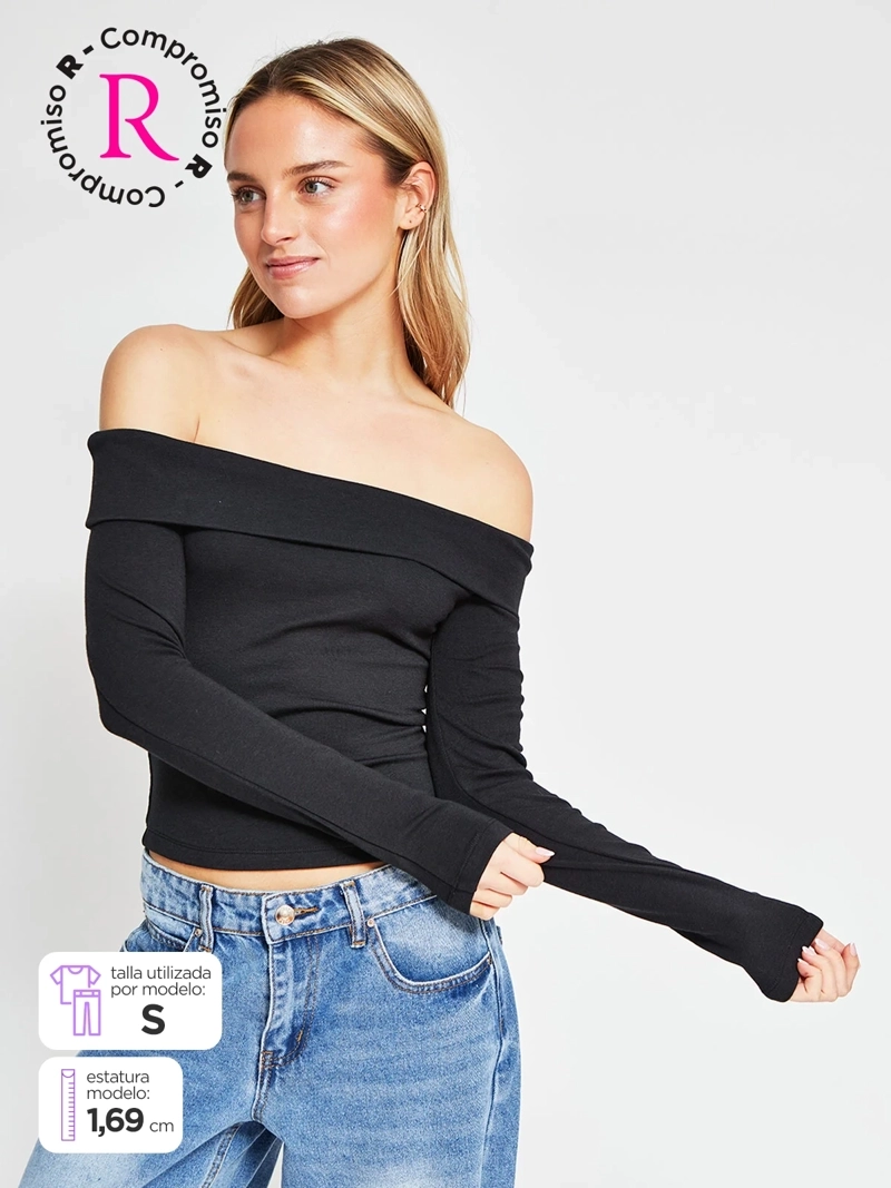 POLERA MUJER INDEX MANGA LARGA BARDOT - 1