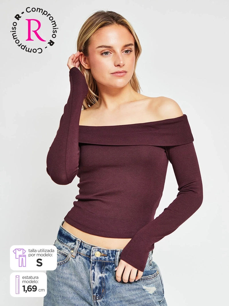 POLERA MUJER INDEX MANGA LARGA BARDOT - 1