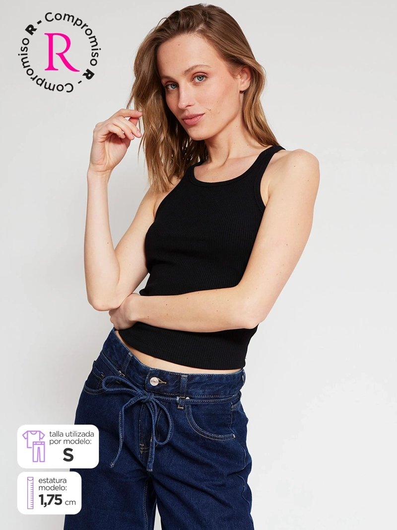 POLERA MUJER INDEX ALGODÓN SIN MANGAS BÁSICA