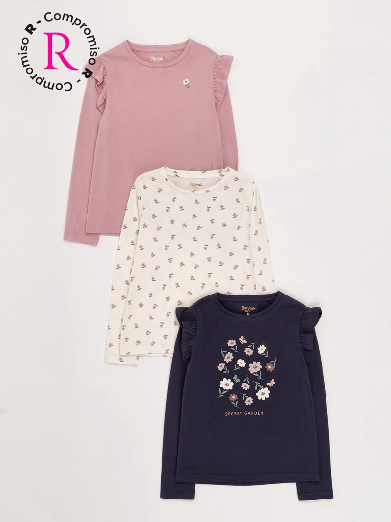 PACK X3 POLERAS MANGA LARGA NIÑA HARVEST - 1
