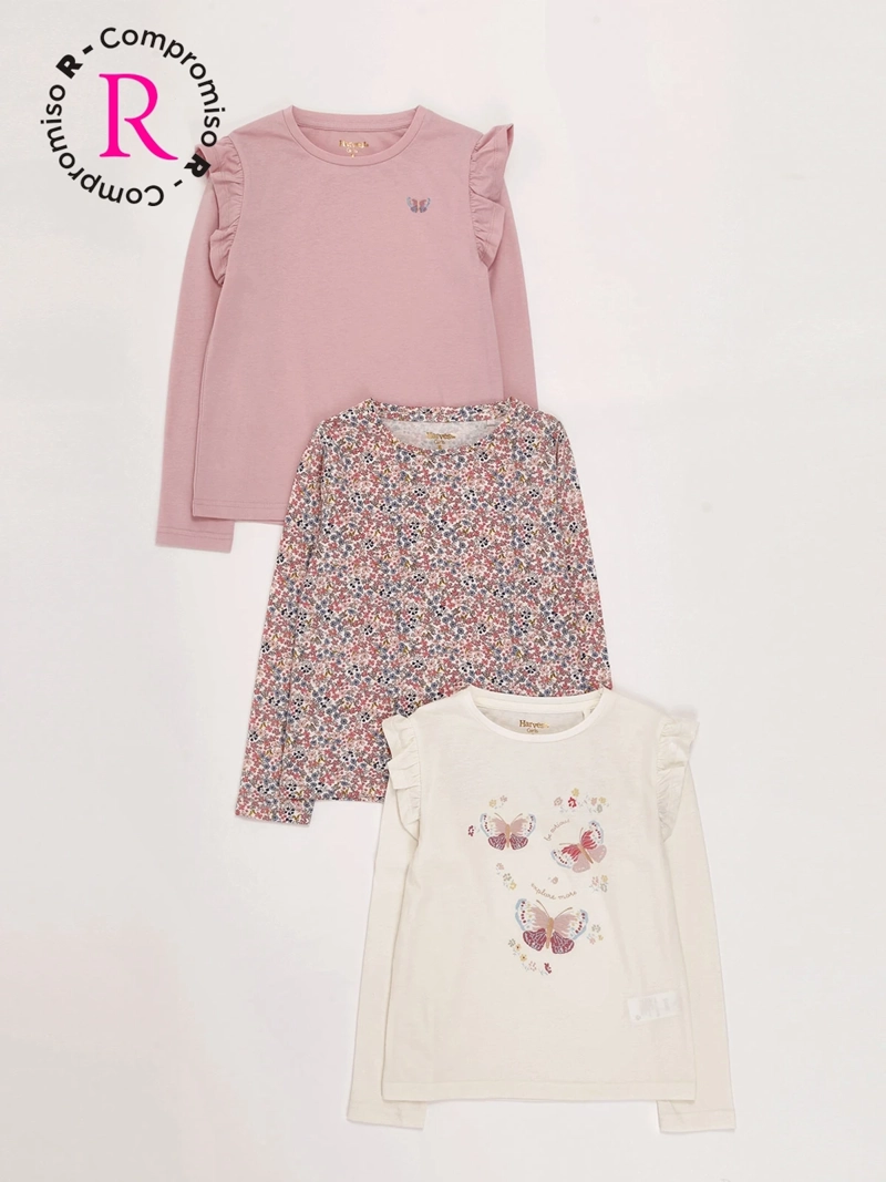 PACK X3 POLERAS MANGA LARGA NIÑA HARVEST - 1