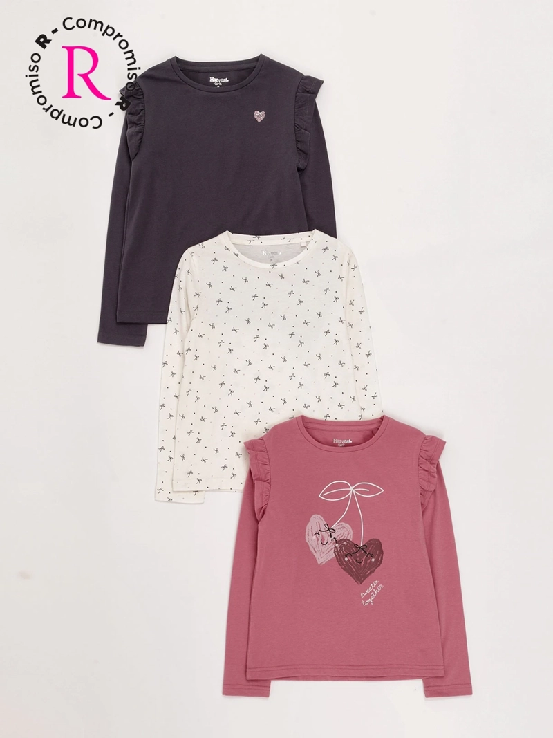 PACK X3 POLERAS MANGA LARGA NIÑA HARVEST - 1