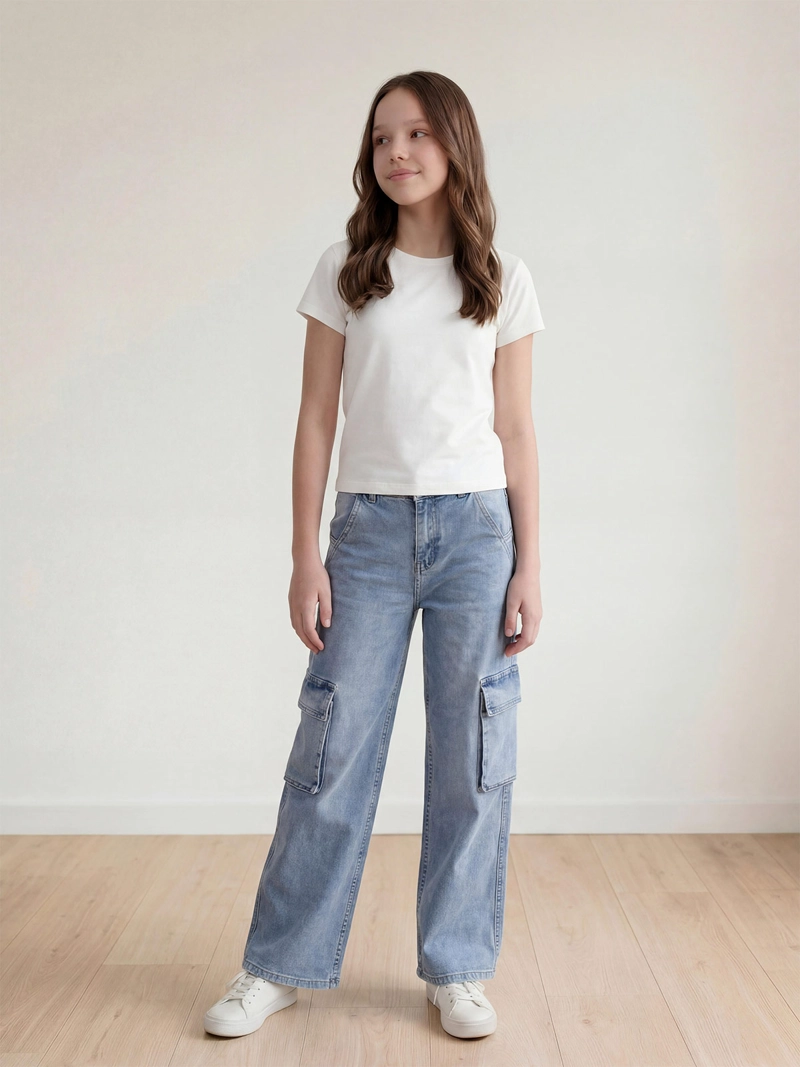 JEANS NIÑA INDEX TEEN WIDE FIT CARGO - 1