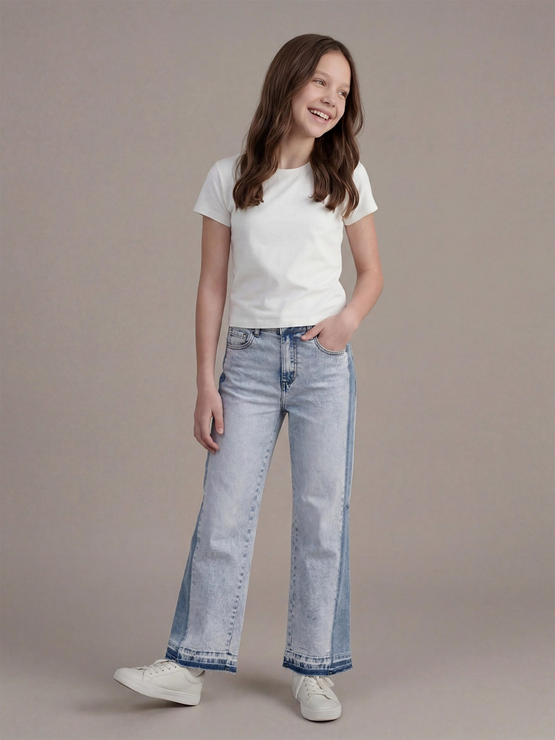 INDEX TEEN JEANS NIÑA INDEX TEEN WIDE FIT RECTO CON CORTES