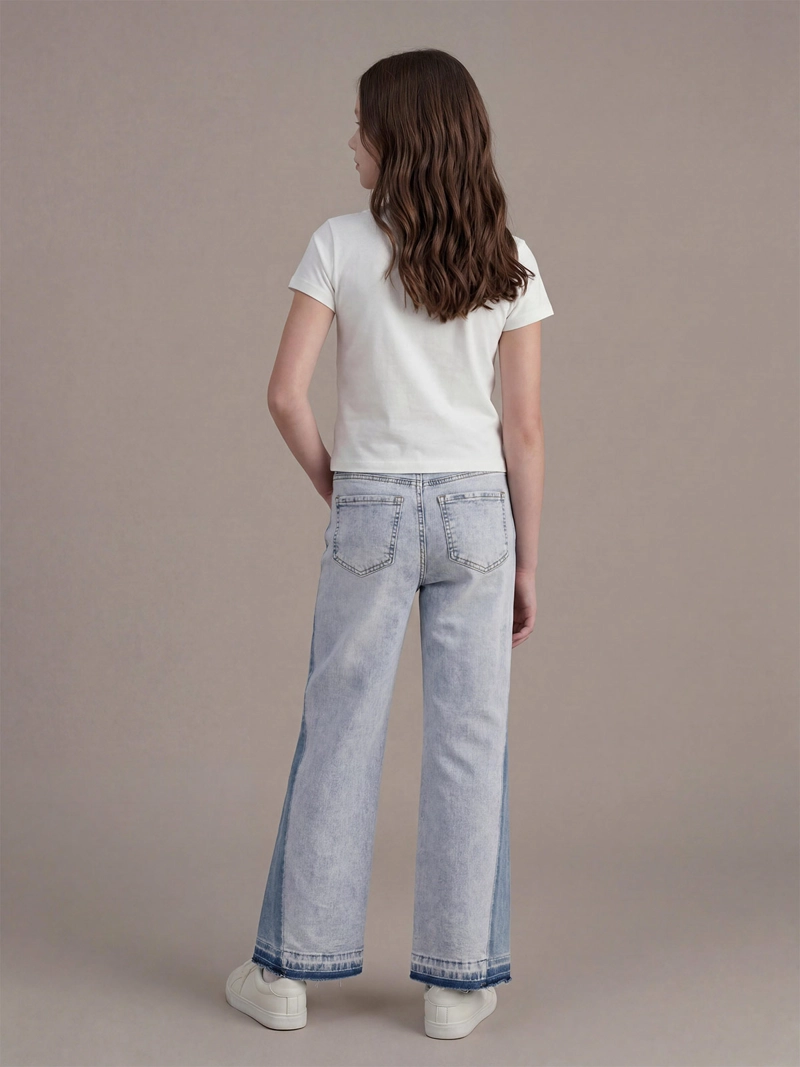 JEANS NIÑA INDEX TEEN WIDE FIT RECTO CON CORTES - 2
