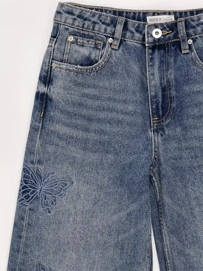 JEANS NIÑA INDEX TEEN BORDADO MARIPOSAS WIDE FIT - 5