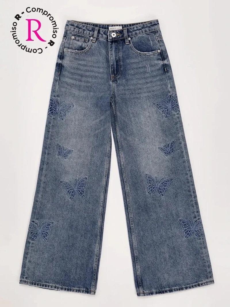 JEANS NIÑA INDEX TEEN BORDADO MARIPOSAS WIDE FIT - 3