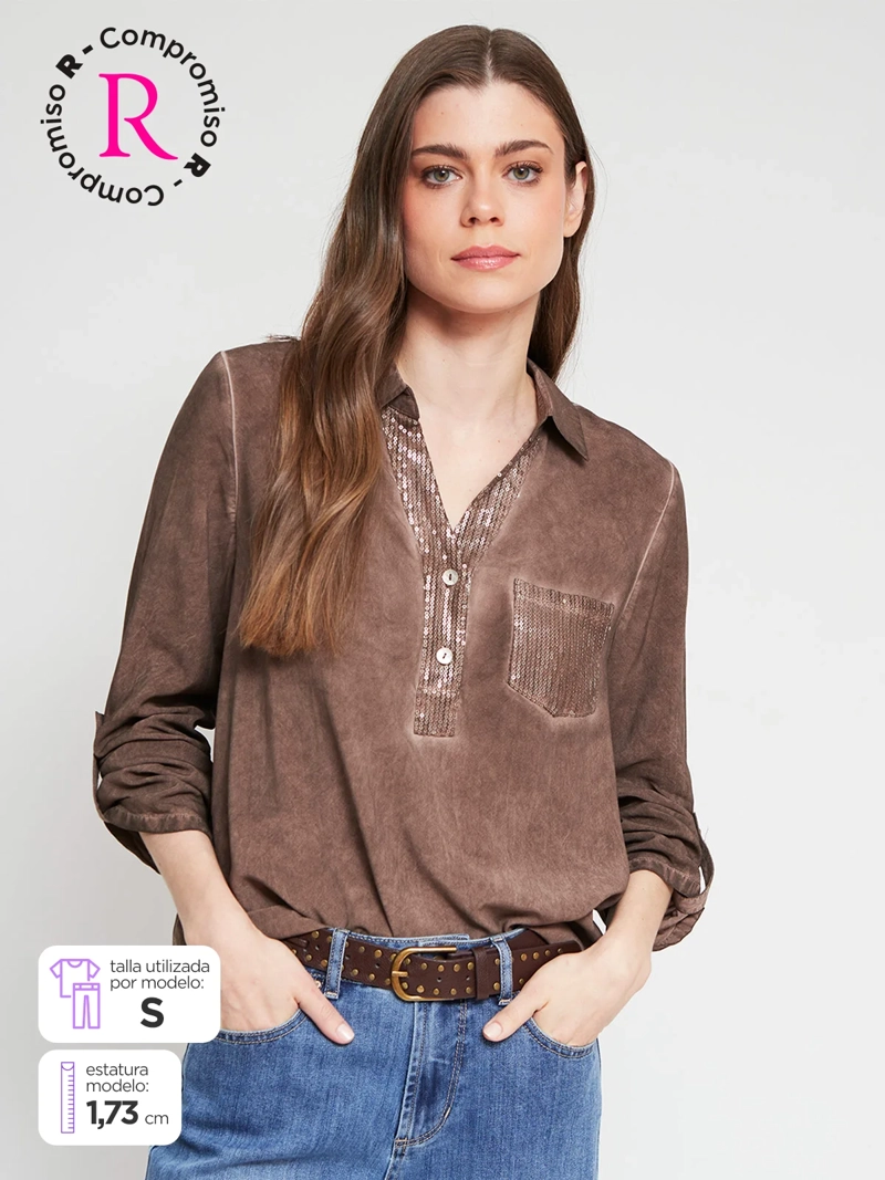 BLUSA MUJER TATIENNE MANGA LARGA LENTEJUELAS - 1