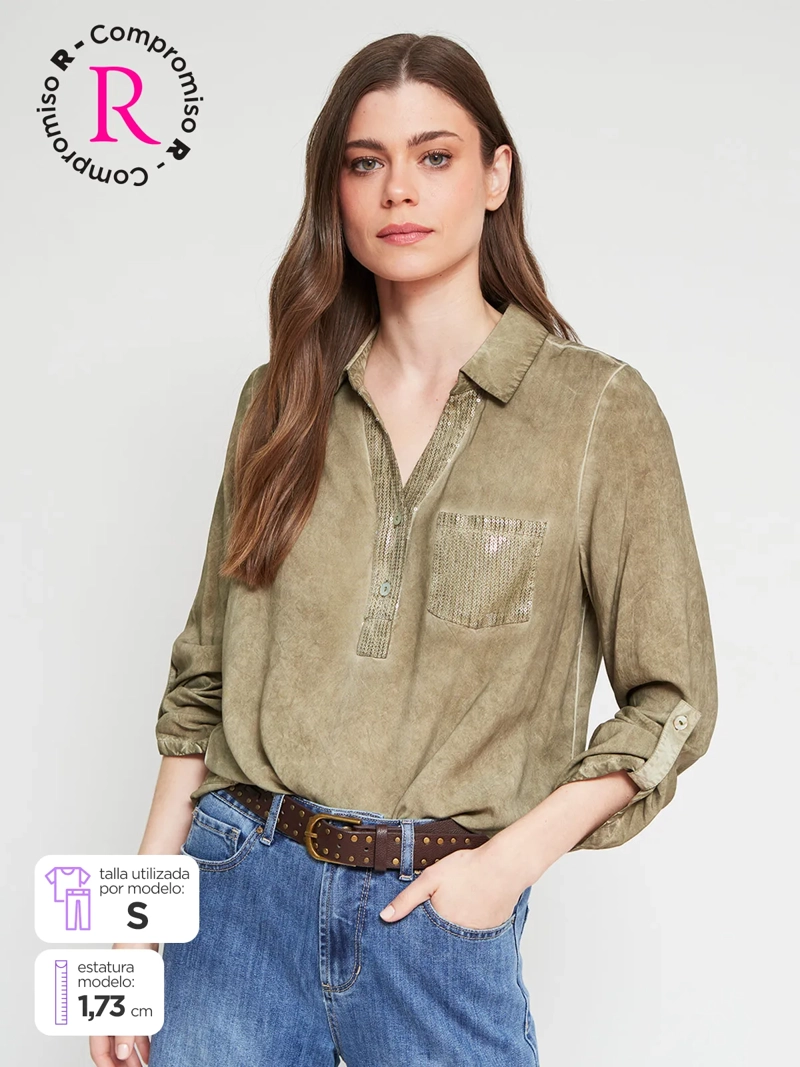 BLUSA MUJER TATIENNE MANGA LARGA LENTEJUELAS - 1