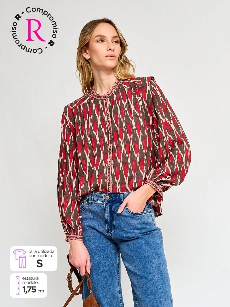 BLUSA MUJER TATIENNE MANGA LARGA ESTAMPADA - 1