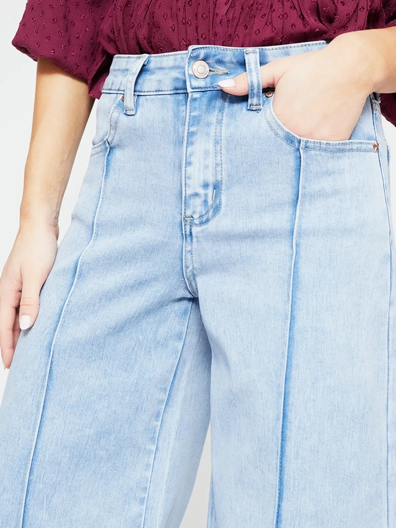 JEANS MUJER BARBADOS ALGODÓN WIDE LEG TIRO ALTO - 4