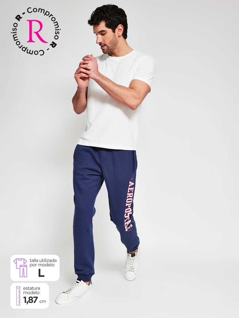 PANTALÓN DE BUZO HOMBRE AEROPOSTALE ALGODÓN PARCHE - 1