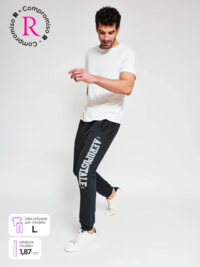PANTALÓN DE BUZO HOMBRE AEROPOSTALE ALGODÓN PARCHE - 1