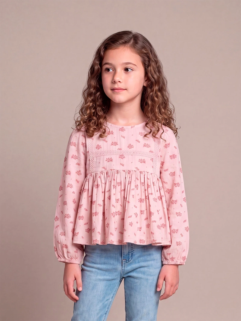 BLUSA NIÑA HARVEST MANGA LARGA ESTAMPADA