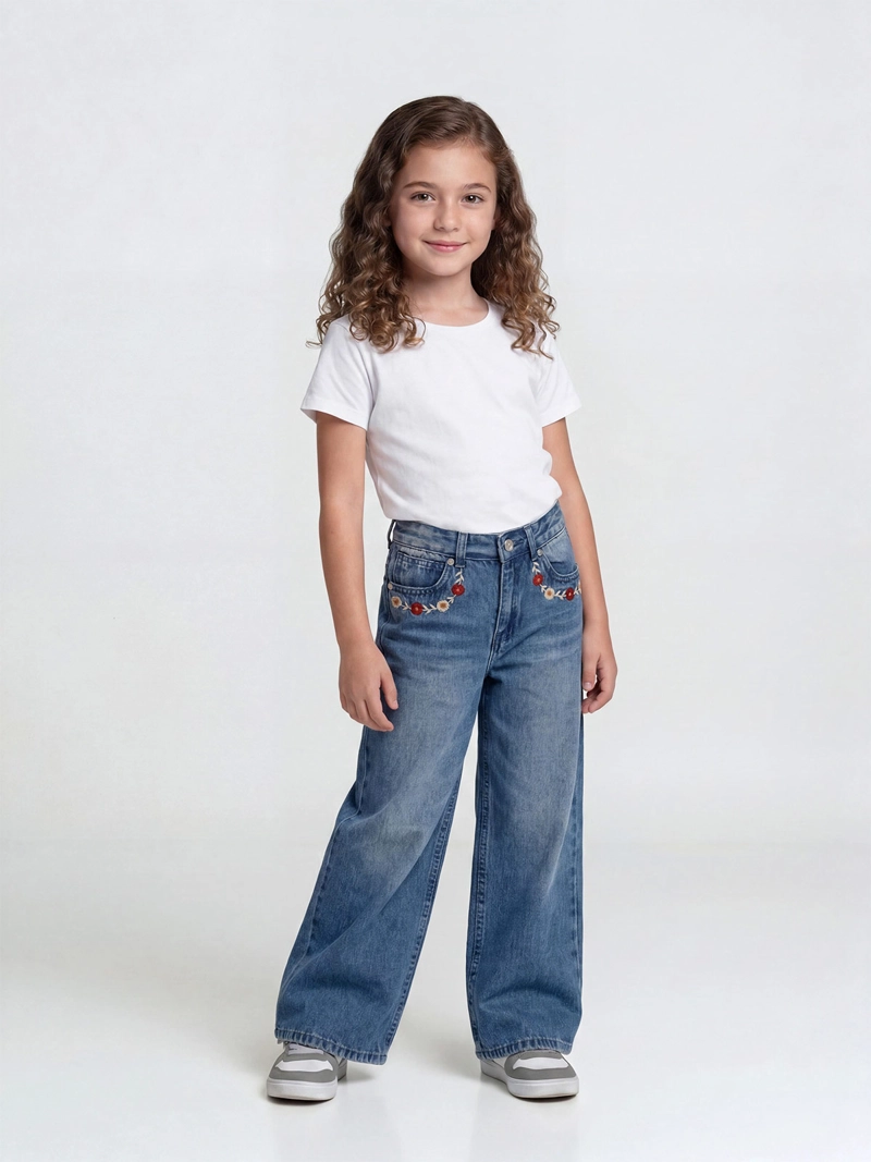 HARVEST JEANS NIÑA HARVEST WIDE FIT BORDADO