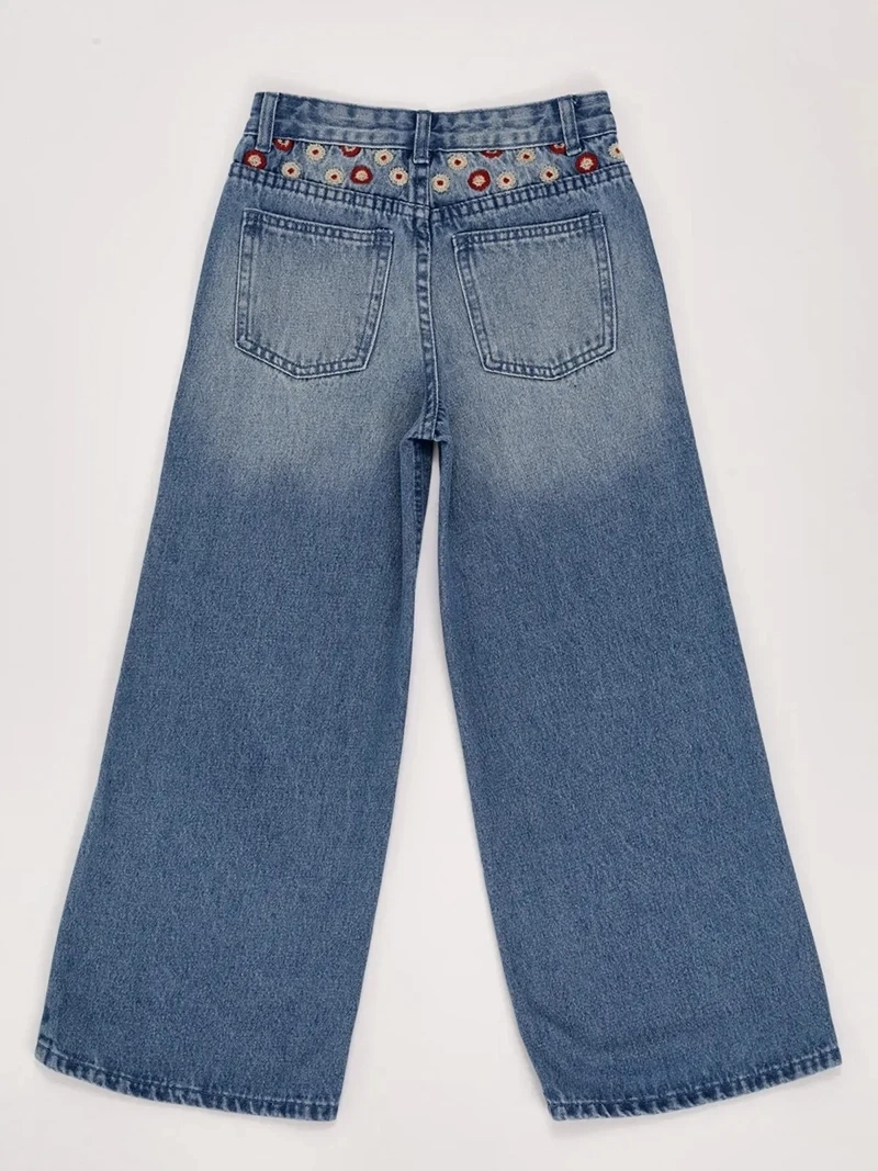 JEANS NIÑA HARVEST WIDE FIT BORDADO - 4
