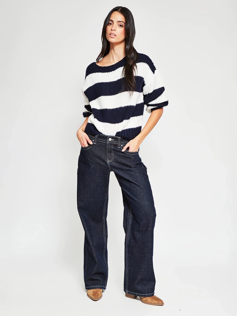 SWEATER MUJER INDEX MANGA LARGA RAYAS - 5