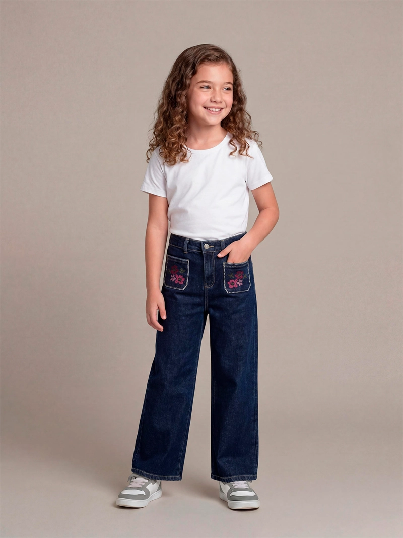 HARVEST JEANS NIÑA HARVEST ALGODÓN WIDE RECTO BORDADO