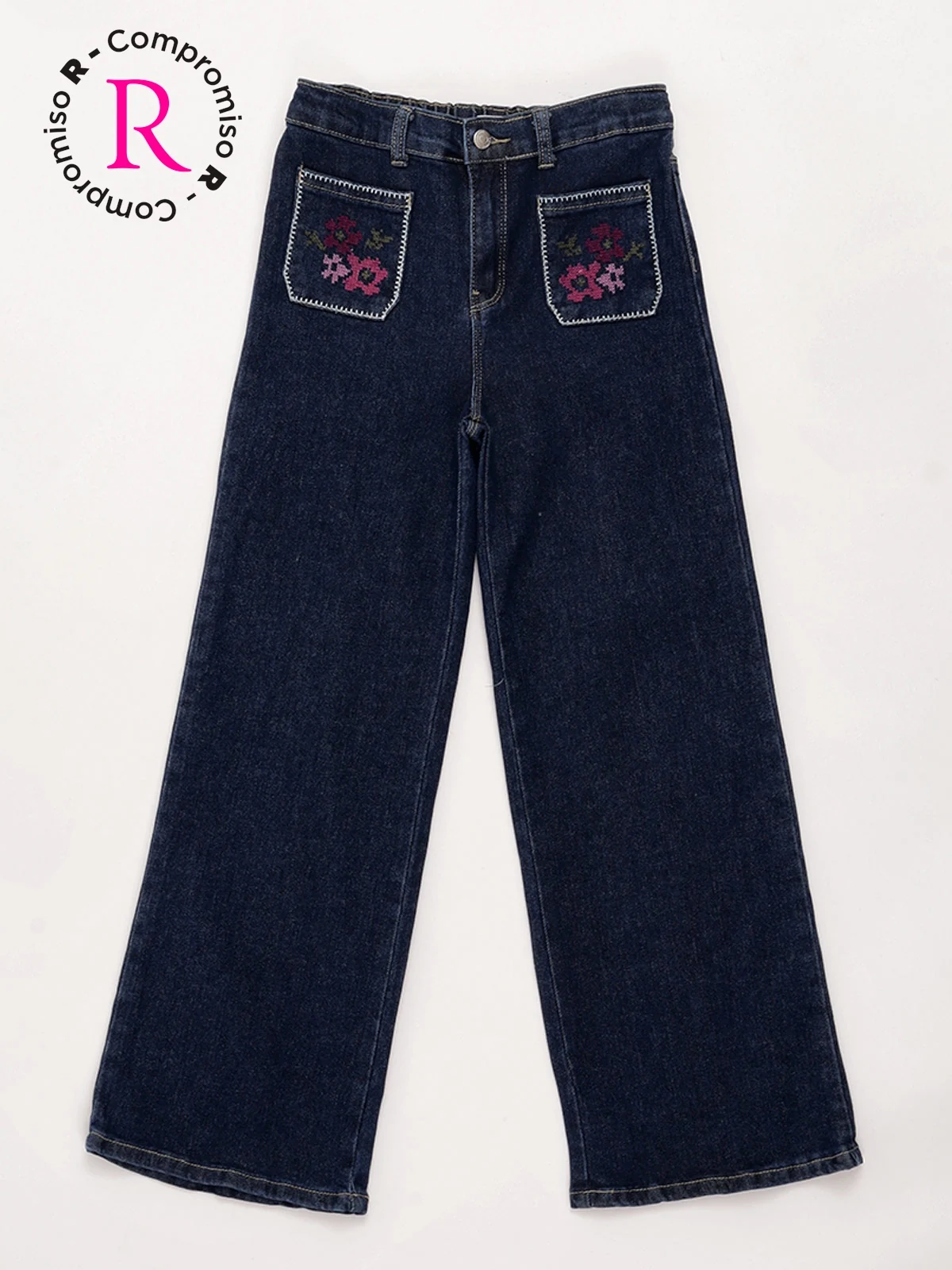 JEANS NIÑA HARVEST ALGODÓN WIDE RECTO BORDADO - 3