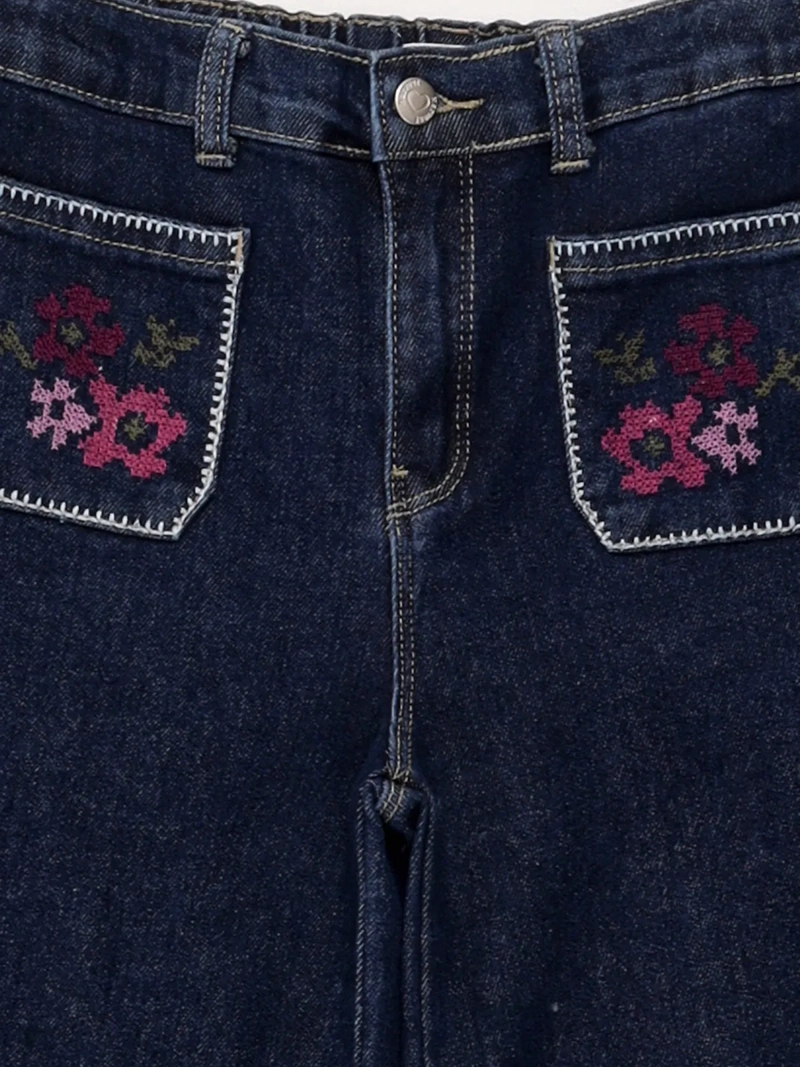 JEANS NIÑA HARVEST ALGODÓN WIDE RECTO BORDADO - 5