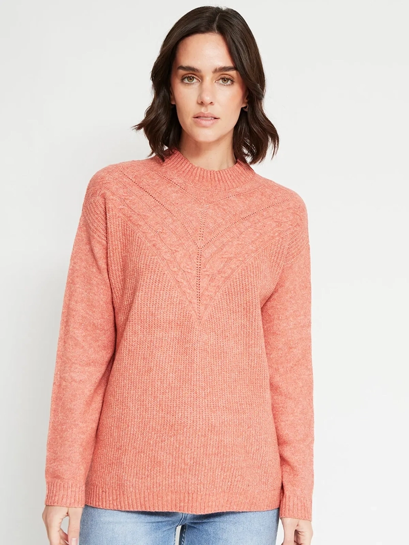 SWEATER MUJER AZIZ CUELLO MOCK MANGA LARGA TRENZADO - 2
