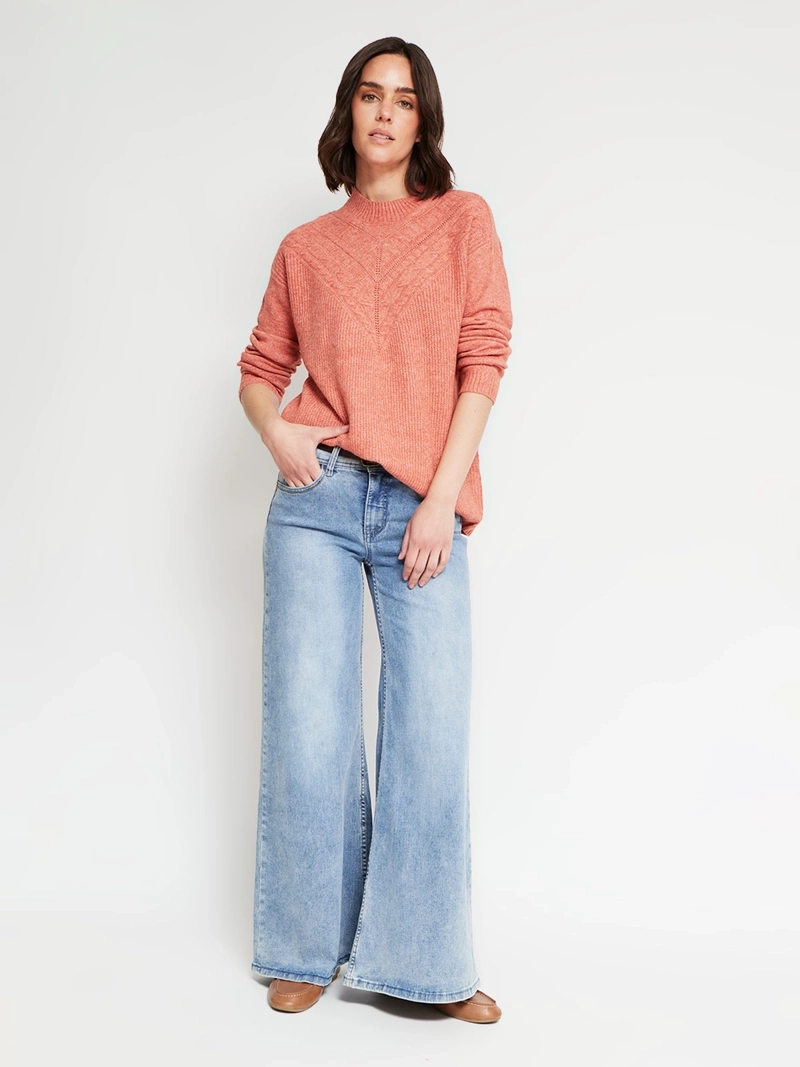 SWEATER MUJER AZIZ CUELLO MOCK MANGA LARGA TRENZADO - 5