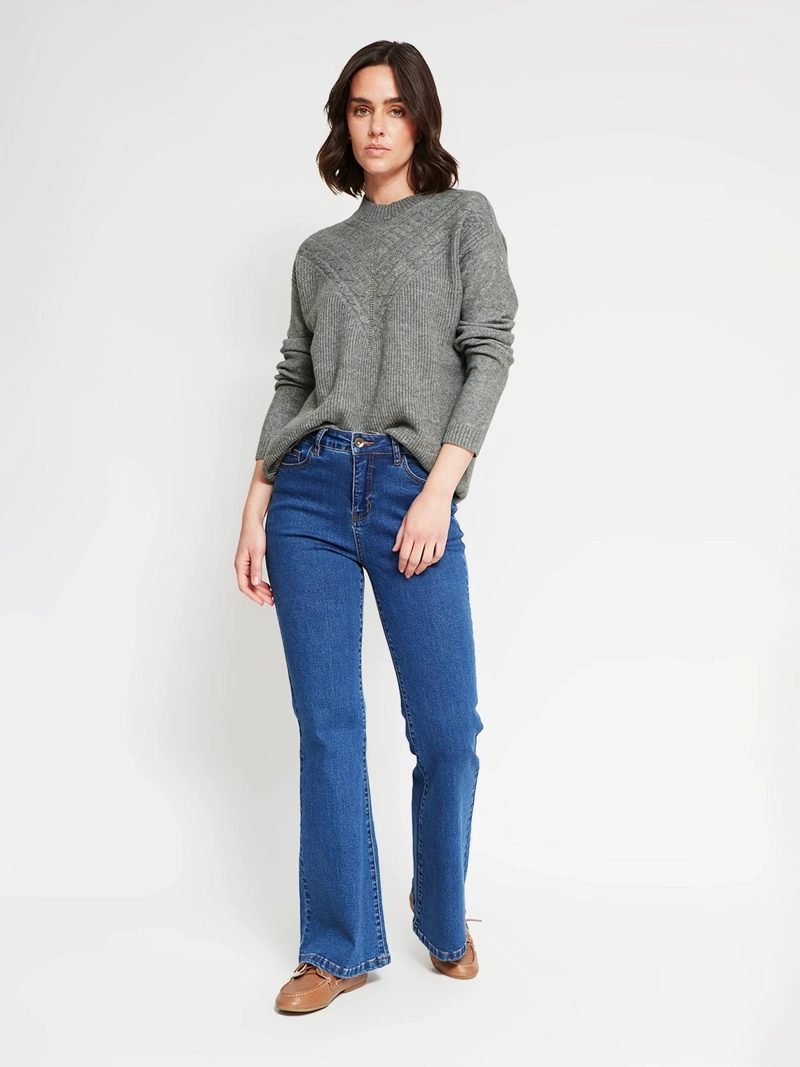 SWEATER MUJER AZIZ CUELLO MOCK MANGA LARGA TRENZADO - 5