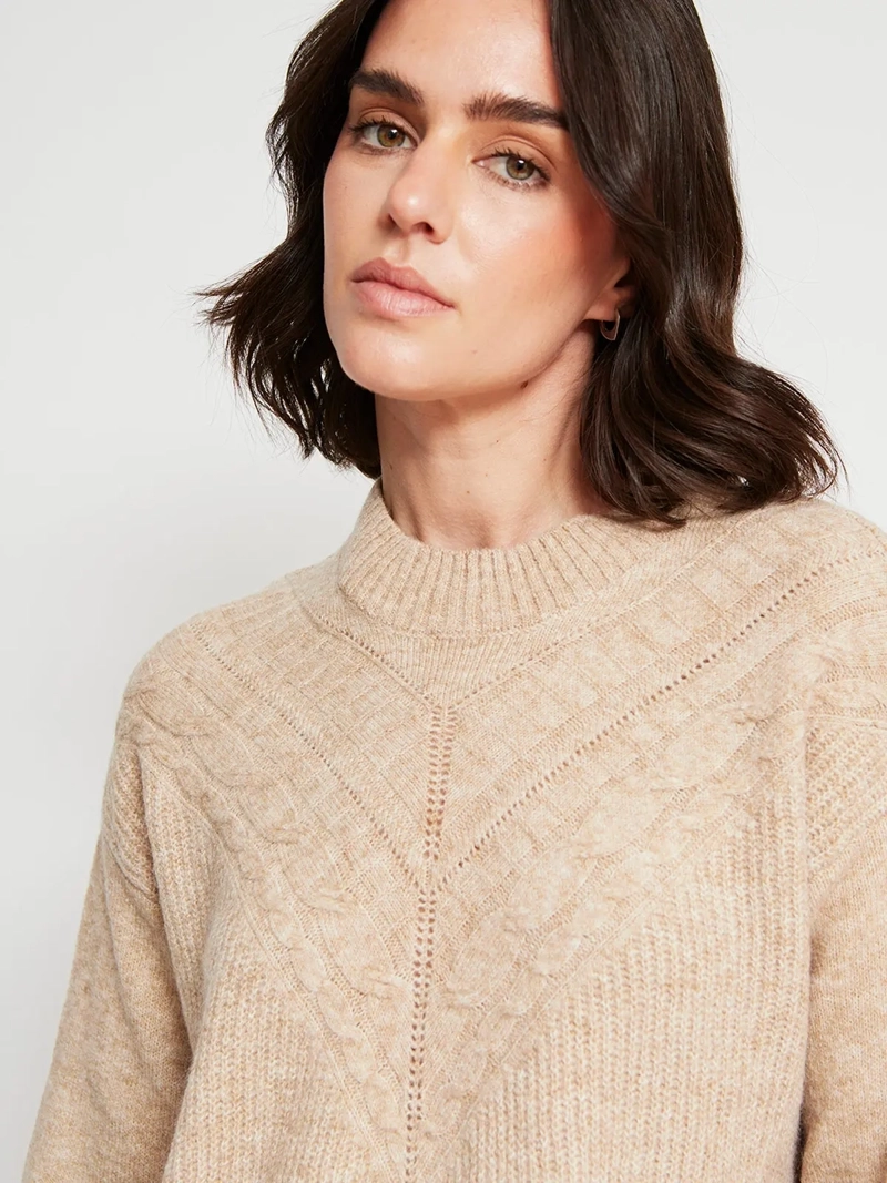 SWEATER MUJER AZIZ CUELLO MOCK MANGA LARGA TRENZADO - 4