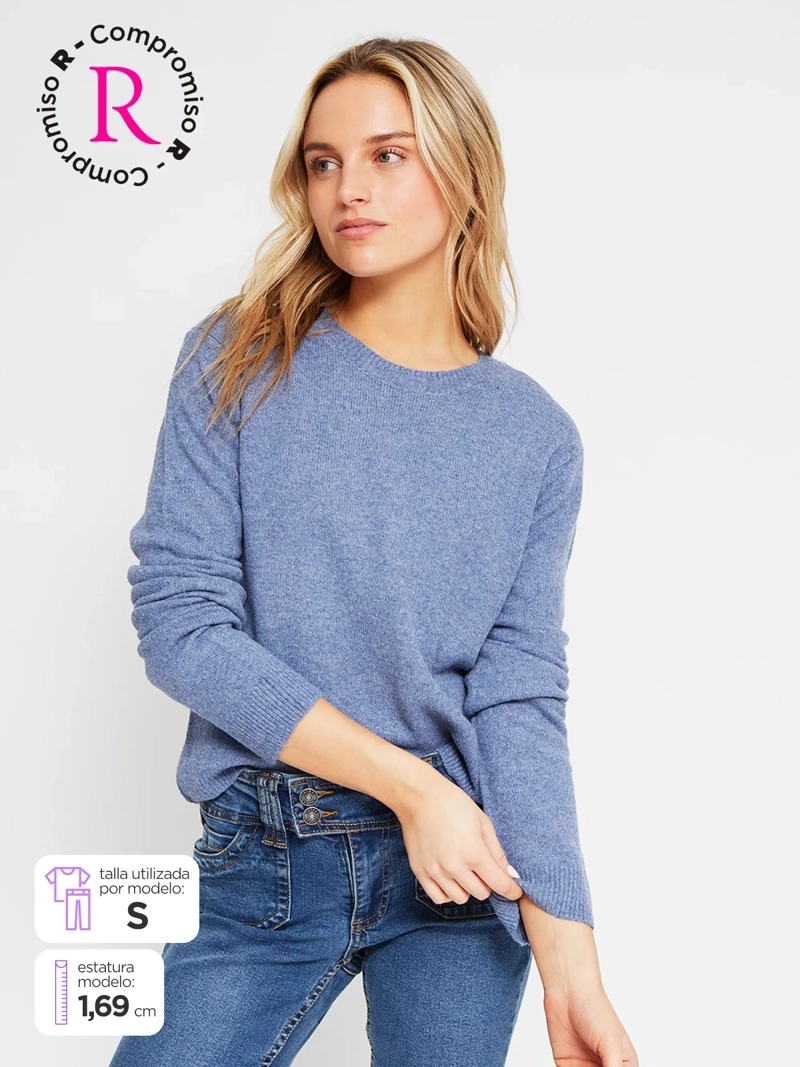 SWEATER MUJER INDEX MANGA LARGA BÁSICO - 1