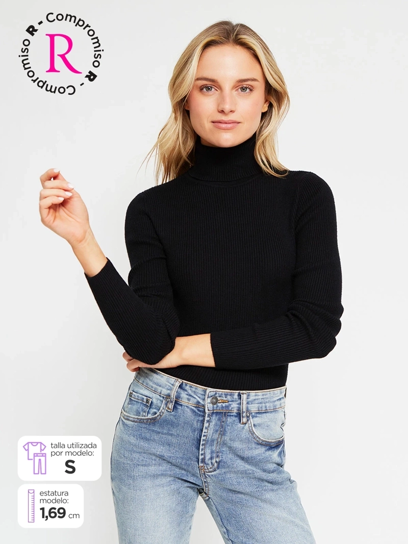 SWEATER MUJER INDEX MANGA LARGA BÁSICO - 1