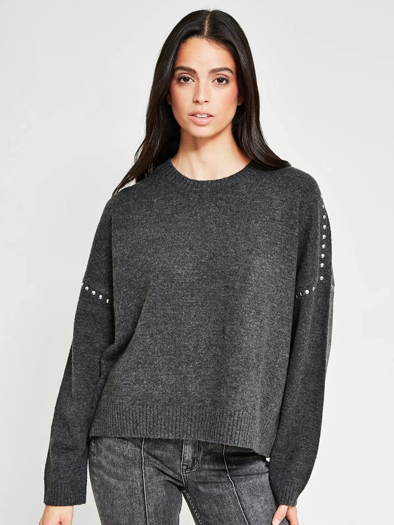 SWEATER MUJER INDEX MANGA LARGA TACHAS - 2