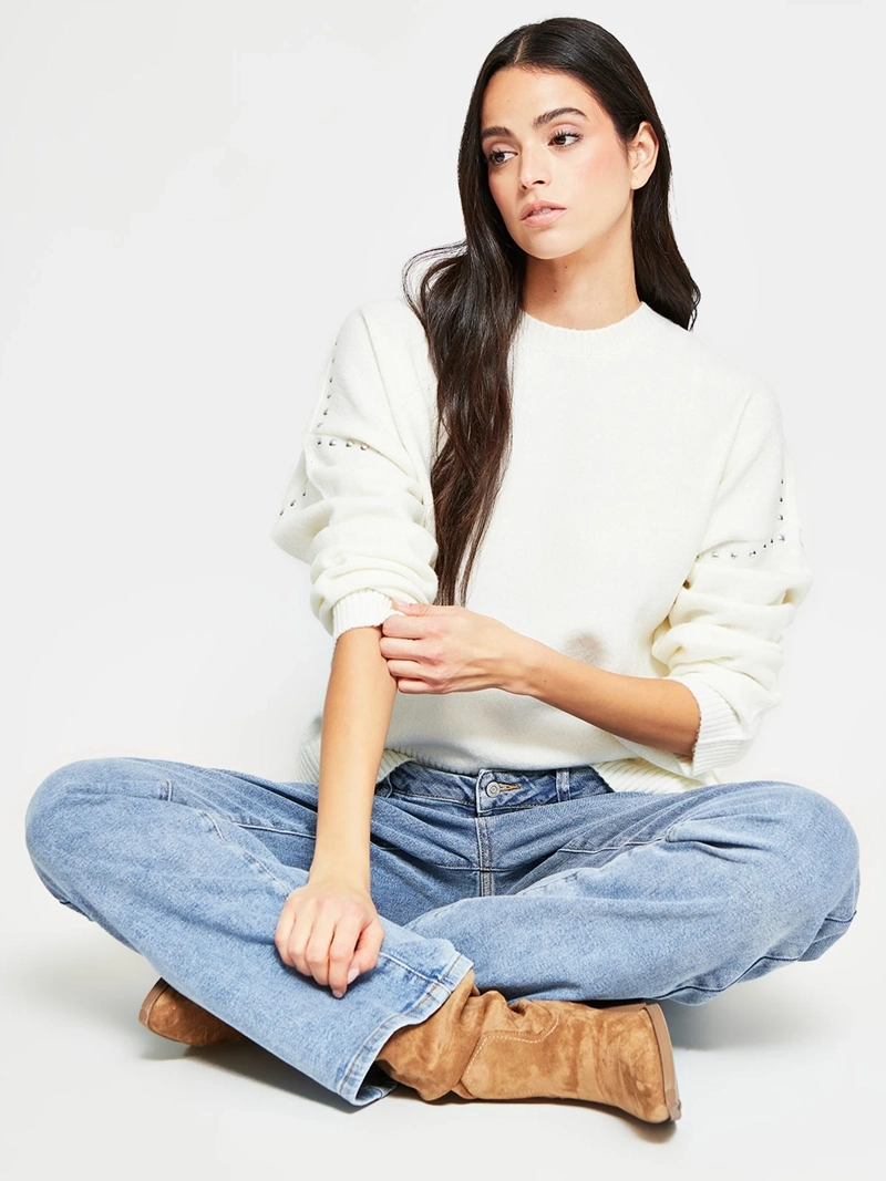 SWEATER MUJER INDEX MANGA LARGA TACHAS - 5