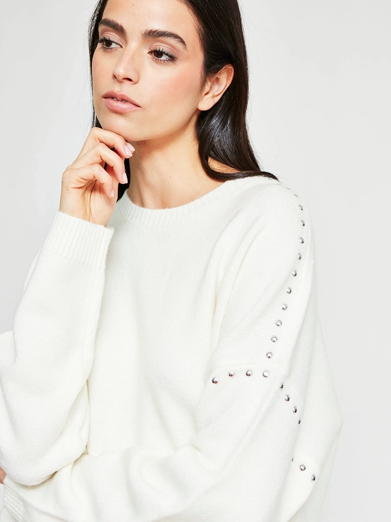 SWEATER MUJER INDEX MANGA LARGA TACHAS - 4
