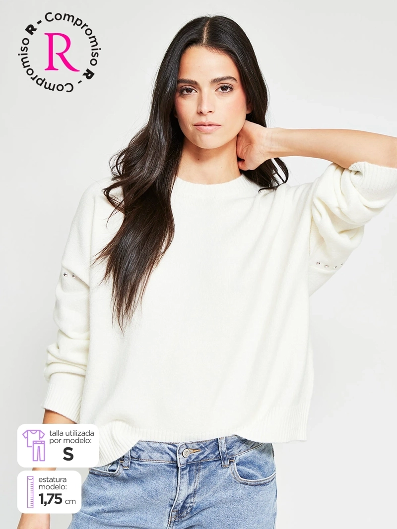 SWEATER MUJER INDEX MANGA LARGA TACHAS - 1