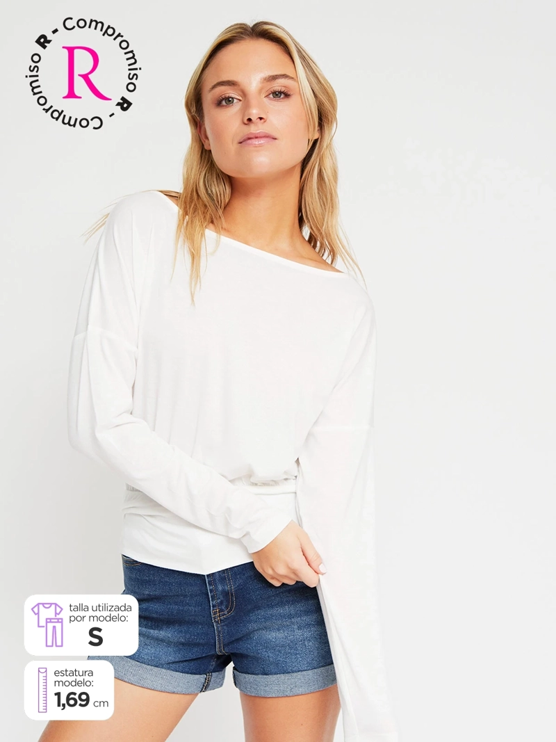 POLERA MUJER INDEX MANGA LARGA ASIMÉTRICA