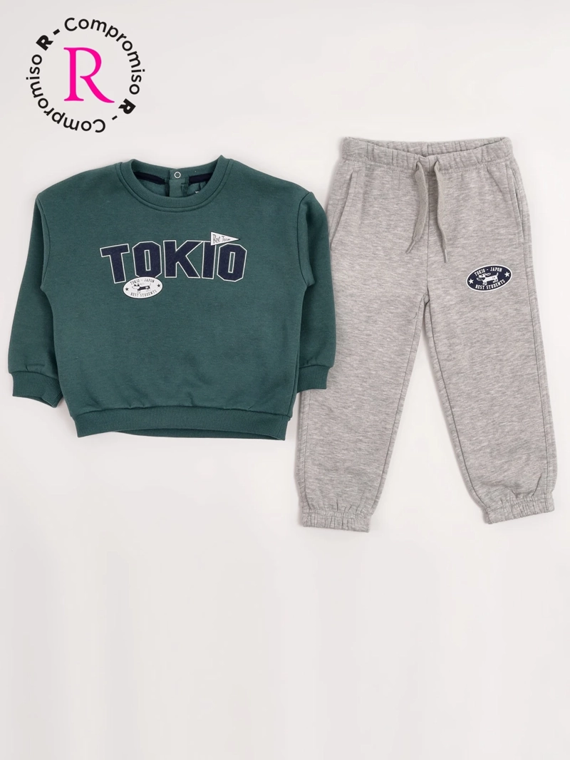 CONJUNTO POLERÓN + PANTALÓN DE BUZO NIÑO BABY HARVEST ALGODÓN  - 3