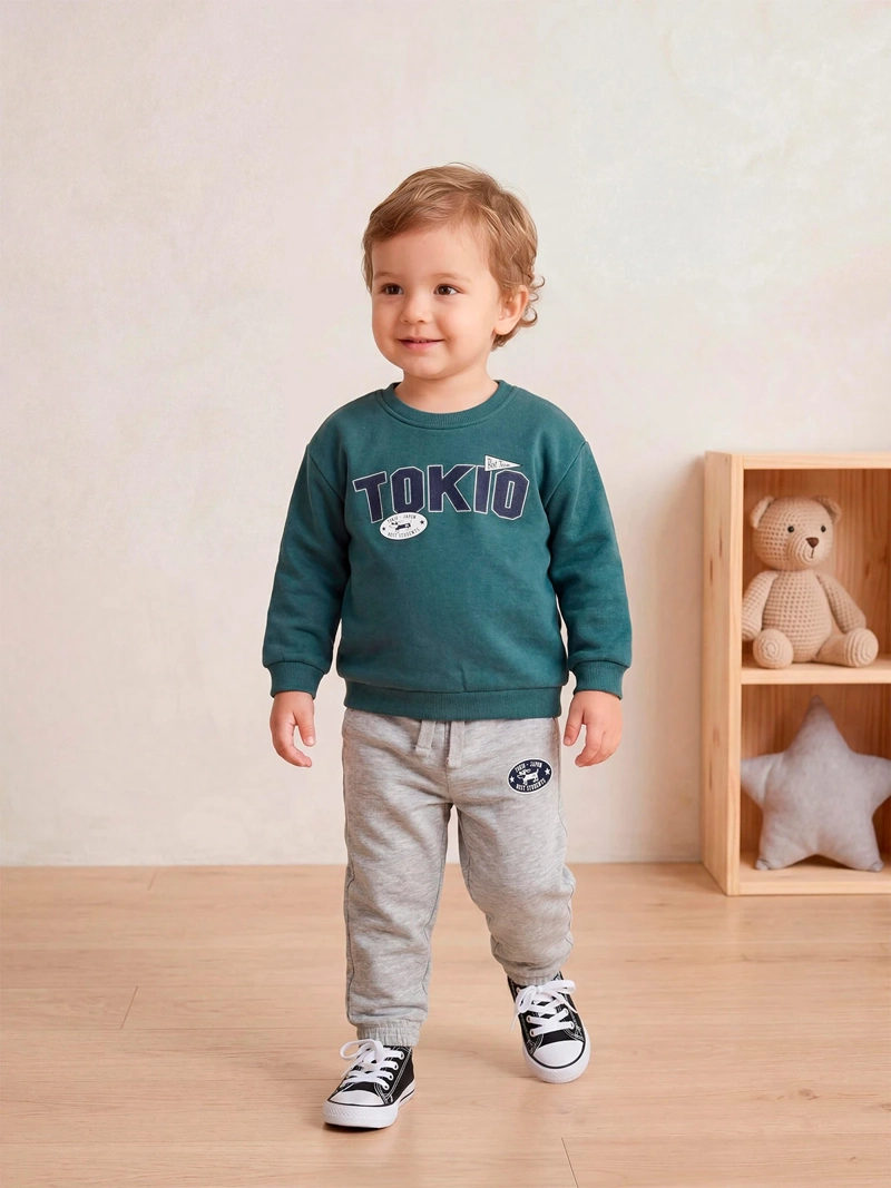 CONJUNTO POLERÓN + PANTALÓN DE BUZO NIÑO BABY HARVEST ALGODÓN  - 1